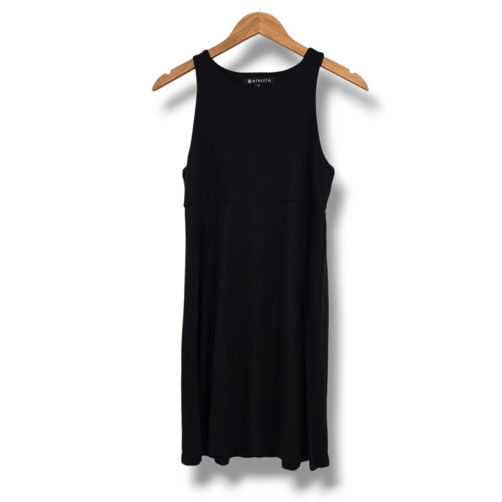 Athleta Womens Black Modal Stretch Empire Waist Sleeveless Mini Dress Small
